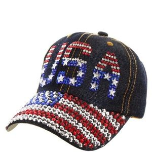 Patriotic USA Bling baseball cap